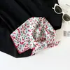 Pañuelo de Seda Floral Artístico y Fresco, Pañuelo Cuadrado Pequeño para el Cuello, Estilo Coreano, 58cm, Pañuelo de Seda 100% Algodón, Tacto de Alta Gama, Cinta para el Cabello, Pañuelo Decorativo para el Cuello