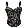 Camisola sexy de encaje negro transfronteriza europea y americana con un toque de alta gama, adecuada como prenda exterior, moldeadora y sujetador top push-up con ballenas