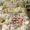 Conjunto de Roupa de Cama Classe A Quatro Peças Algodão Puro Lençóis de Cama Capa de Edredom Capa de Edredom Lençóis de Cama Conjunto de Três Peças para Dormitório de Estudante 4 Estações
