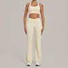 Conjunto de Yoga Respirável Elástico Transfronteiriço Conjunto de Duas Peças Colete Fitness de Secagem Rápida Calça Flare de Corrida 5293+9089
