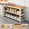 Estante multifuncional de cocina, gabinete de piso, mesa de corte, banco de trabajo, gabinete de almacenamiento para microondas multicapa, gabinete lateral estrecho