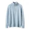 Nuevo Suéter de Punto Grueso Holgado para Mujer, Suéter de Cashmere con Hilo, Cuello Alto y Media Cremallera, Colección Otoño/Invierno 2026