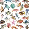 Paquete de 50 Pegatinas Realistas de Vida Marina para Niños, Pegatina PET Educativa, Decorativa para Refrigerador, Funda de Teléfono, Taza de Agua, Venta al por Mayor