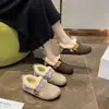 Zapatos de exterior de suela blanda acolchados de algodón con forro de pelusa, modernos, cuello de felpa, zapatos peludos para mujer, otoño/invierno, zapatos de conducción para perezosos, sin cordones