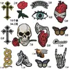 Pegatinas de tela para mascarada transfronteriza Calavera de Halloween Insignia bordada de horror para computadora Parche para chaqueta de plumas y jeans Pegatinas