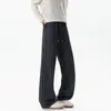 Textura suelta caída rayas grandes de espiga de cebada código marca de moda primavera y otoño pantalones largos de pierna ancha más pantalones casuales para hombre transpirables estilo old money