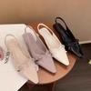 Sandalias Peep-Toe Planas Elegantes Versátiles para Adelgazar con Punta Puntiaguda y Moño para Mujer Zapatos de Noche