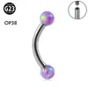 Aleación de Titanio ASTM F136 Clavo para Ceja Rosca Interna Doble Encanto de Ópalo Anillo para Ceja Joyería de Body Piercing de Lujo Accesible