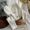 Chaqueta de Otoño 2026 para Mujer con Bordado de Ponis, Cárdigan Tejido, Cuello Redondo Vintage, Suéter Holgado Adelgazante A6317