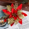 Decoraciones Navideñas, Flores Simuladas, Tela de Cebolla, Tela Afelpada, Flores Navideñas en Polvo, Decoraciones para Árbol de Navidad, Accesorios para Corona de Navidad