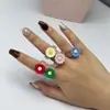 Anillo de Resina de Girasol Colorido Japonés y Coreano Transfronterizo Más Vendido Joyería Anillo Decorativo de Flor Exquisita Venta al Por Mayor