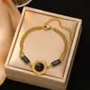 Pulsera Transfronteriza Europea y Americana de Acero Inoxidable con Forma de Corazón, Colgante de Cruz de Acero de Titanio para Mujer, Joyería Apilable Multicapa Chapada en Oro de 18K