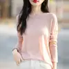 Suéter de Lana Worsted Soluble en Agua para Mujer Cuello Redondo Simple Refinado Suéter Color Sólido Delgado de Manga Larga Camisa Base de Punto