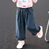Jeans de niña estilo coreano con volantes, moda nueva primavera y otoño 2026, pantalones largos elegantes para niñas pequeñas, ropa de otoño