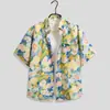 Camisa Floral Retro de Manga Corta Estilo Hawaiano Chaqueta Elegante Yuppie para Hombre Antigua Camisa de Manga Corta Estampada de Verano para Playa