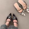 Zapatos de Salón Elegantes de Punta Fina Estilo Verano 2026, Mocasines Franceses de Tacón Alto Inspirados en Chanel con Diseño Floral para Uso en Exteriores