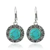 Venta Caliente Moda Retro Europeos y Americanos Aretes Redondos de Turquesa Puesto Callejero Joyería de Venta Caliente Yiwu Venta al por Mayor de Pequeños Productos Rojos