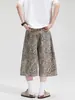 Ropa para Hombre LKTM 26SS Verano Retro Americano Estampado de Leopardo Desgastado Pantalones Casuales Cortos Shorts Holgados Unisex