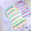 Ins Ropa para Perro Gato Delgada Refrescante Mascota Cachorro Verano Oso Teddy Rayada Camiseta Vestido de Princesa