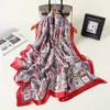 Chal Geométrico Retro Estampado Primavera Verano Bufanda de Seda Bufanda de Seda Artificial para Mujer Pañuelo Versátil Bufanda Larga Nuevo Satén de Seda Delgado