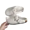 Pantuflas peludas de suela gruesa para mujer, nuevo estilo otoño/invierno 2006, slip-on de suela plana con hebilla, pantuflas cerradas estilo Birkenstock