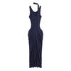 Vestido de Diosa Griega con Cuello Halter Verano Nuevo Puro Lujuria Sexy Espalda Descubierta Delgado Elegante Sexy Falda Larga Falda de Tirantes