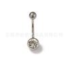 Anillo para ombligo de titanio F136 de doble cabeza con dientes externos, con incrustaciones de circonita diamante checo, clavo de aleación de titanio G23, joyería para perforación del cuerpo humano