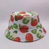 Chapéu de Pescador Casual Europeu e Americano com Estampa de Frutas para Viagem ao Ar Livre, Chapéu Bucket Moderno, Chapéu de Sol Europeu e Americano com Proteção Solar