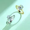 Anillo de plata S925 ovalado con moissanita de cuatro puntas, forma de huevo de paloma, color D, alta claridad, anillo de compromiso de la fábrica de origen