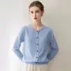 Nueva Colección Otoño/Invierno 2026: Cárdigan 100% Cachemir Puro, Estilo Sencillo para Mujer, Suéter de Punto Cuello Redondo, Top de Manga Larga para Mujer