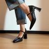 Sapatos Mary Jane Femininos Dongsenwan de Novo Estilo com Saltos Grossos, Saltos Altos, Sapatos de Trabalho, Sapatos de Salto Único Quadrados Rasos para Mulheres