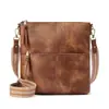 Bolso de hombro cruzado retro de color sólido europeo y americano de Amazon, bolsa de mensajero, correa de hombro ajustable de cinta, gran capacidad, multifuncional