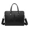 Bolso de Mano para Hombre de Cuero Genuino con Patrón de Cocodrilo Nuevo Maletín de Piel de Vaca de Primera Capa Documento de Viaje de Negocios Simple y Elegante