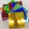 Papel dorado, lámina de dorado láser, pegatinas de aluminio con destellos, pegatinas láser holográficas para bricolaje, bolsas de papel