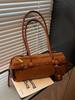 Bolso de Bowling Vintage de Ante para Mujer Hebilla de Cinturón de Moda de Nicho Bolso Largo de Hombro Debajo del Brazo Bolso Estilo Baguette de Moda
