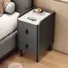 Mesita de noche electrónica multifuncional, inteligente, pequeña, ultradelgada, versátil para dormitorio, madera maciza minimalista moderna, mesita de noche de panel de roca de lujo ligero