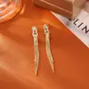 Brincos Longos Elegantes com Franjas Banhados a Cobre com Ouro Real Moda High-End Brincos Exquisitos e Elegantes Joias Estilo Deusa