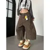 Pantalones de Trabajo Cortos Estilo Callejero Retro Americano con Estampado de Leopardo, Pantalones Casuales de Pierna Ancha Sueltos Unisex de Longitud Media, Pantalones de Moda