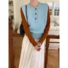 3er Mañana Otoño Nueva Moda Borde Cosido Cuello Redondo Versátil Chaleco de Punto ZY4503