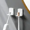 Portacepillos de dientes minimalista, estante para cepillos de dientes eléctricos sin taladro, estante de pared para almacenamiento de cepillos de dientes en el baño, plástico minimalista