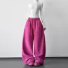 Pantalones de Forro Polar Dopamina de Cintura Alta Pierna Ancha para Mujer 2025 Invierno Nuevo Estilo Pantalones Casuales Sueltos de Alta Gama con Efecto Caído Pantalones de Chándal