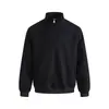 Sudadera minimalista de estilo americano para hombre con cuello medio alto y bolsillos laterales, camiseta básica informal tipo pullover con media cremallera