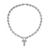 Collar Cruzado de Hip-Hop Full Diamante para Hombre, Cadena Cubana de Aleación con Pedrería, Cadena para Clavícula de Personalidad de Moda para Mujer, Estilo Europeo y Americano