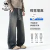 Jeans retro estilo americano con cordón para hombre, pantalones casuales rectos holgados para primavera y otoño, pantalones largos de pierna ancha que estilizan para hombre