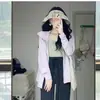 Roupa de Proteção Solar de Seda Gelada para Verão 2024 para Mulheres Jaqueta Fina Respirável Solta de Cor Sólida de Verão para Mulheres