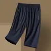 Pantalones de Talla Grande para Hombre Verano de Seda Helada Pantalones Capri para Hombre Pantalones Cortos Deportivos de Secado Rápido Elásticos Estampado de Rayos Pantalones Casuales para Hombre