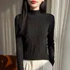 Suéter de caimento justo, blusa interna, novo outono e inverno, gola alta, manga longa, malha, camisa base para mulheres, moderna