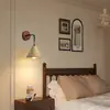 Lámpara de pared para mesita de noche de dormitorio estilo wabi-sabi japonés, Luminaria de fondo de pared redonda de travertino amarillo para comedor, escalera y pasillo nórdicos
