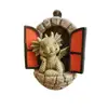Novo ornamento de dragão bonsai fofo para a varanda, estátua de artesanato em resina de dinossauro abrindo a porta do jardim