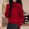 Suéter de Punto para Mujer Estilo Coreano, Cuello Semi Alto, Lazo, Nuevo Estilo Otoño/Invierno 2026, Suelto de Invierno, Versátil, Jersey